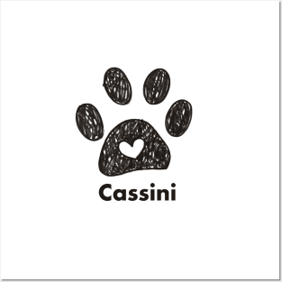 Cassini name made of hand drawn paw prints Posters and Art